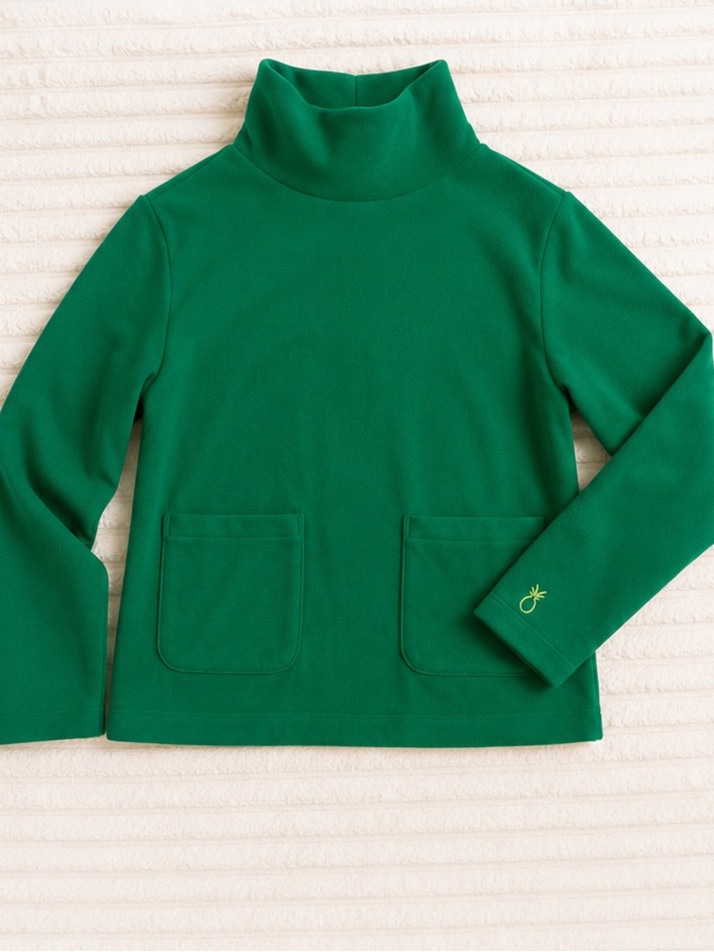 Dudley Stephens Green Fleece Turtleneck with Patch Pockets